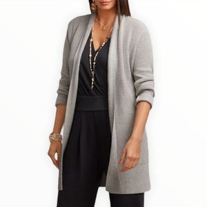 Cabi exhale belted long knit gray cardigan Small